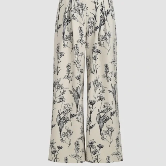 Cider Black and Cream Floral Wide-Leg Pants - Picture 1 of 8